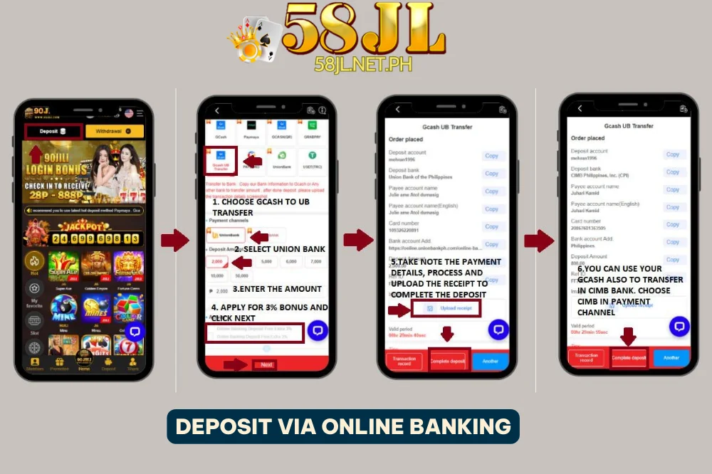 Deposit via online banking 58jl